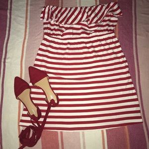 Red and white striped dress